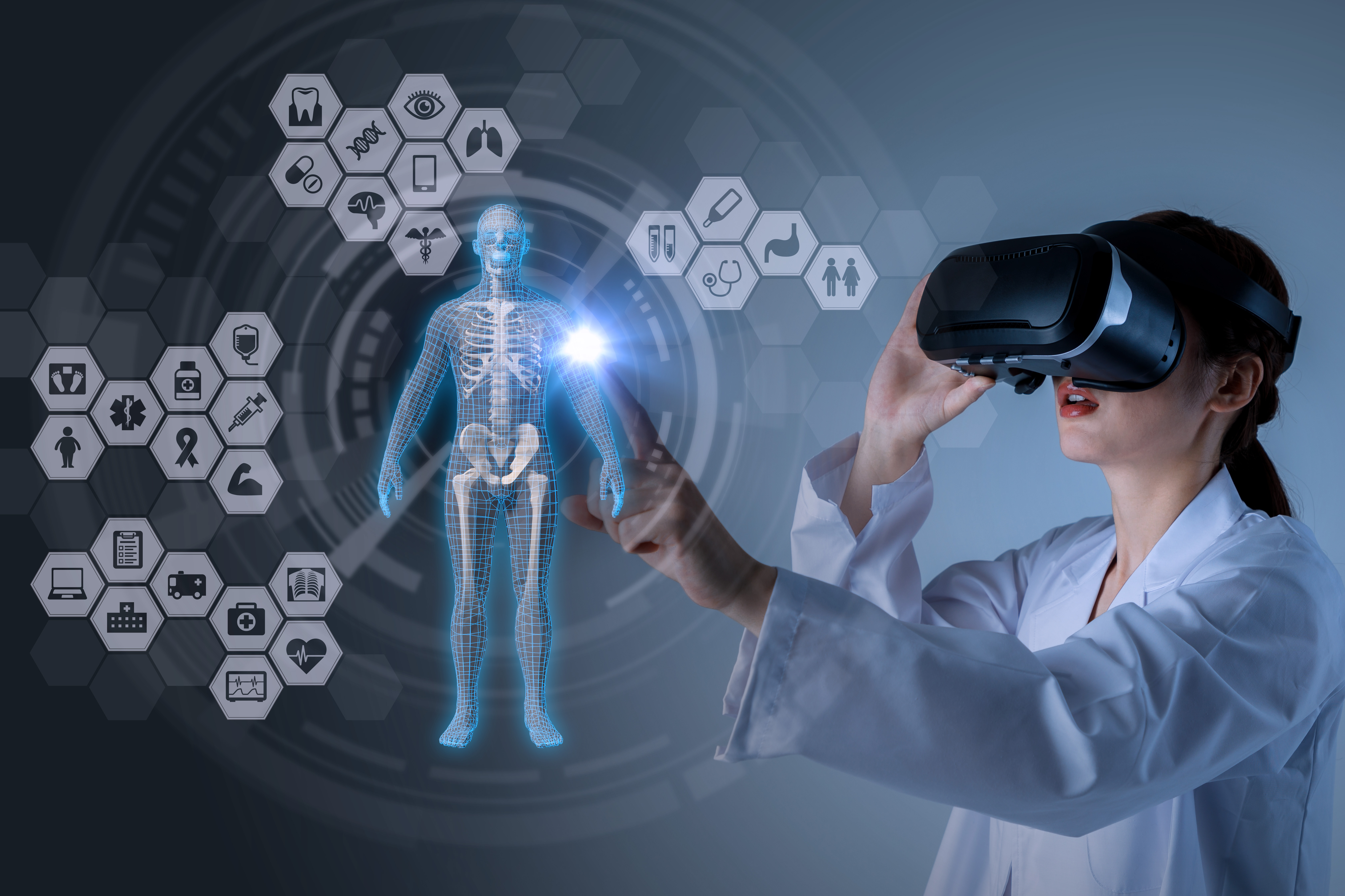 Medical Technology Concept Virtual Reality 3d Rendering Mixed Media