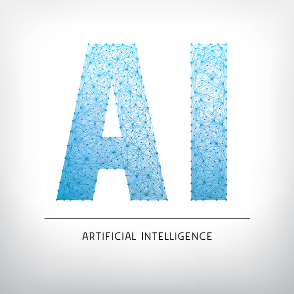 Artificial intelligence letters gray background